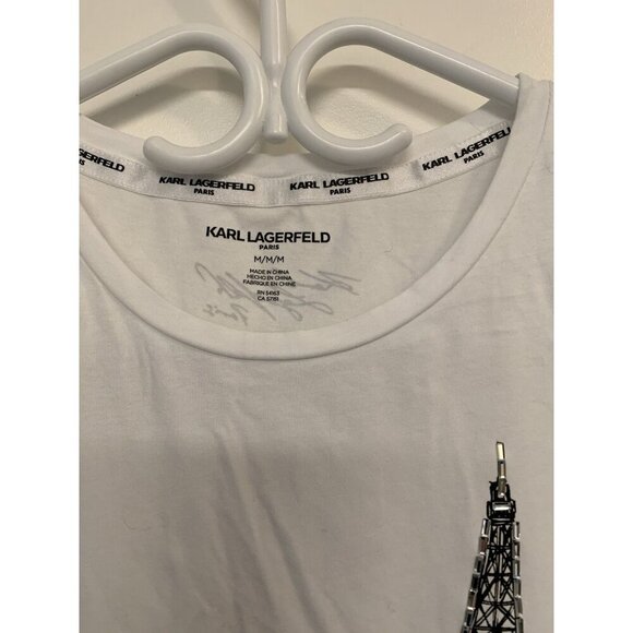 Karl Lagerfeld Women’s Medium Shirt Love From Paris White - Picture 2 of 6